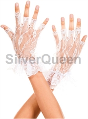 Hvide fingerløse blonde handsker